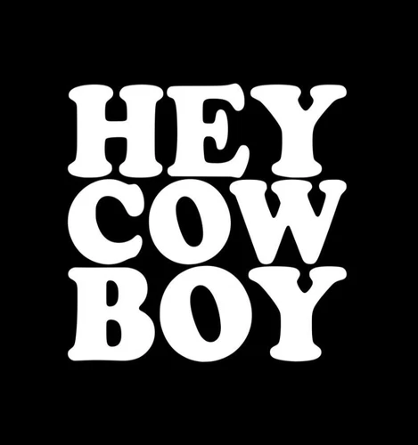 Hey Cowboy Vinyl Sticker decal WHITE GLOSS 10 x 10 cm