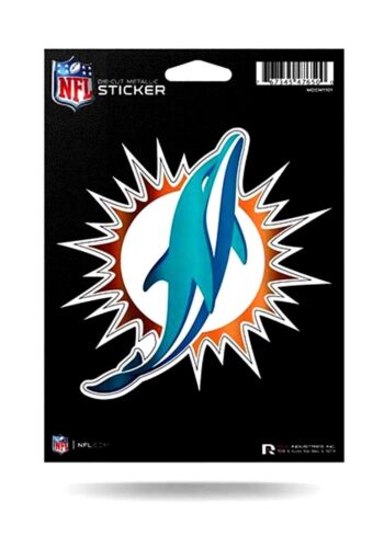 RICO NFL Miami Dolphins Color Metallic Sticker 6" Die Cut Decal - Picture 1 of 1