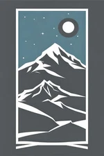 Moonlit Mountain Illustration Art Print - 12 x 18 inches