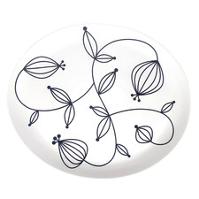 IKEA Scandinavian Modern White Black Floral Ceramic Platter Serving Dish 15”