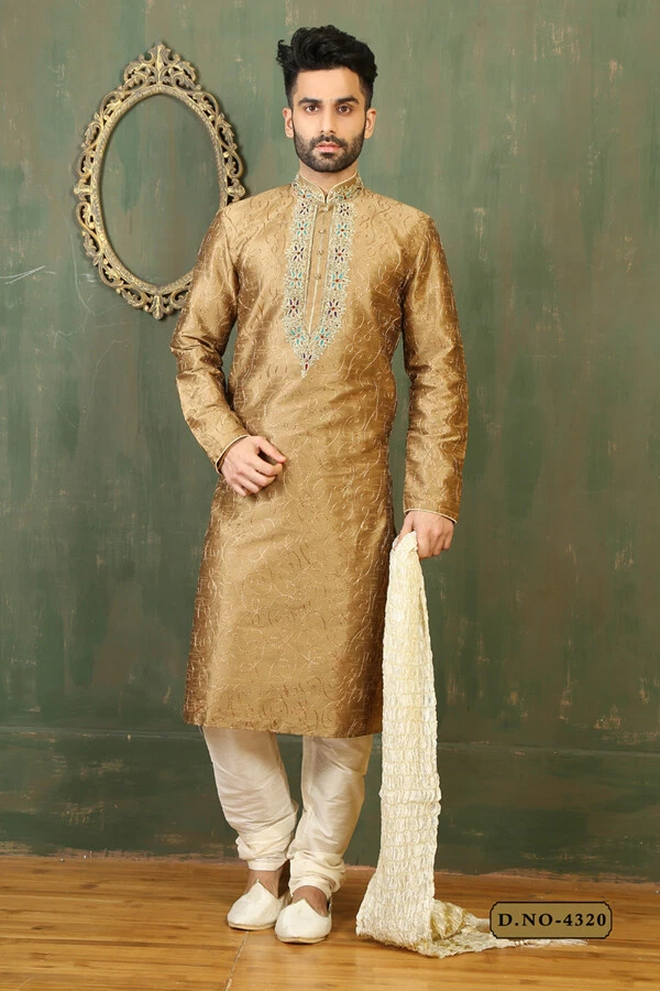Mens Pakistani Designer Bollywood Wedding Ethnic Wear Boys Kurta Pajama Dress