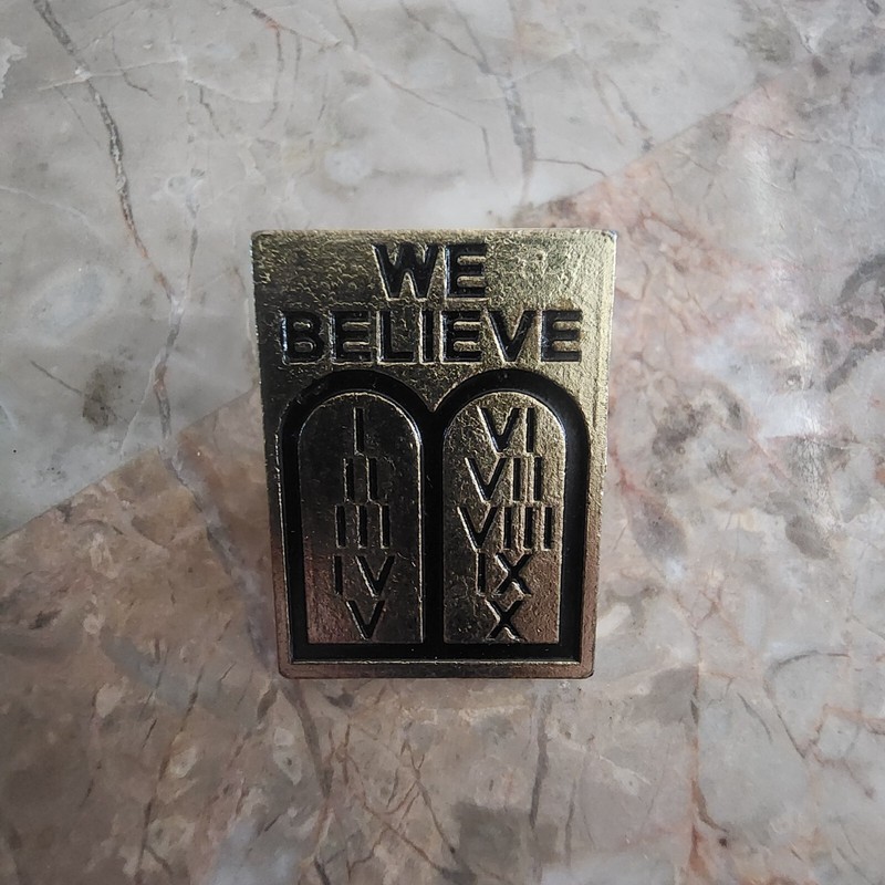 We Believe 10 Commandments Lapel Pin Christian 