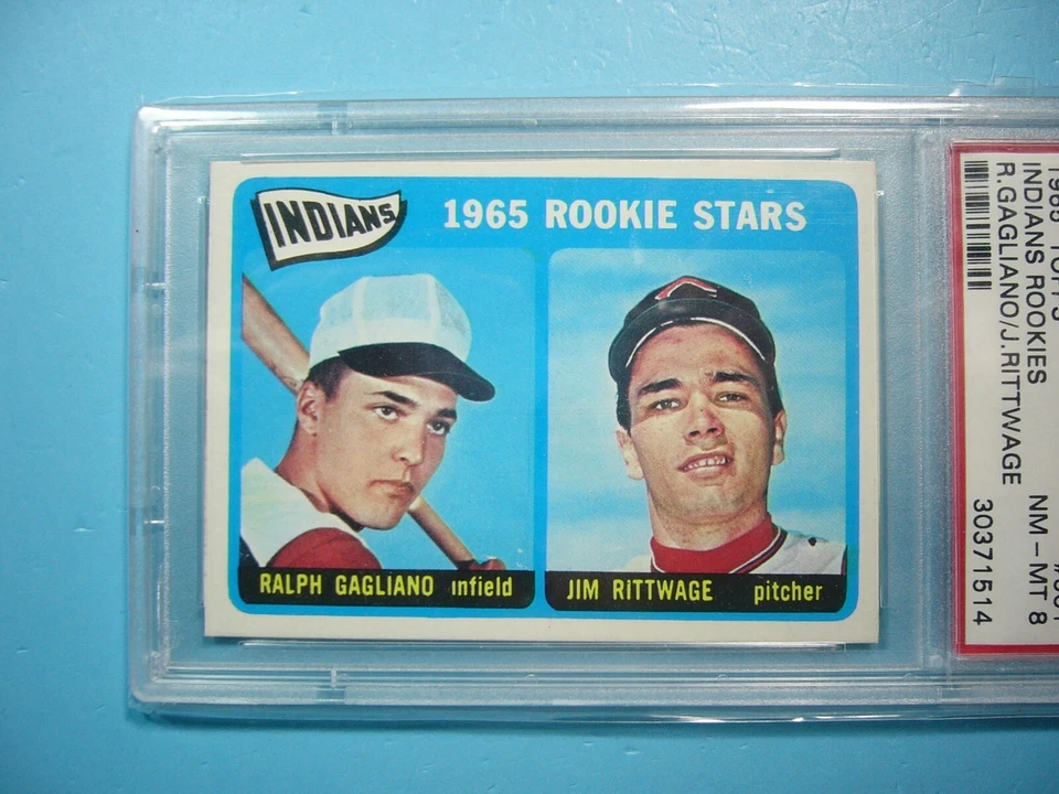 1965 TOPPS BASEBALL CARD #501 RALPH GAGLIANO JIM RITTWAGE ROOKIE STARS PSA 8 GL - Image 3 of 4