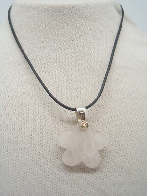 Cozzi Gioielli SILVER 925 QUARTZ Natural Flower Pendant Hard Stone