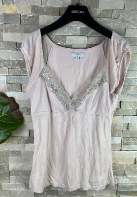 Jasper Conran Damengröße 10 rosa verziertes Top Bluse 