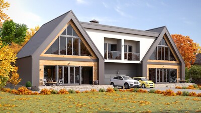86 x29' Double A-Frame Cabin, 6-Beds, 8 Baths, 2 Garage bays, 3556SF Living Area