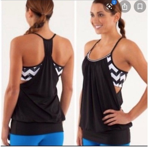 Lululemon Black and White No Limits Tank Top Size 6