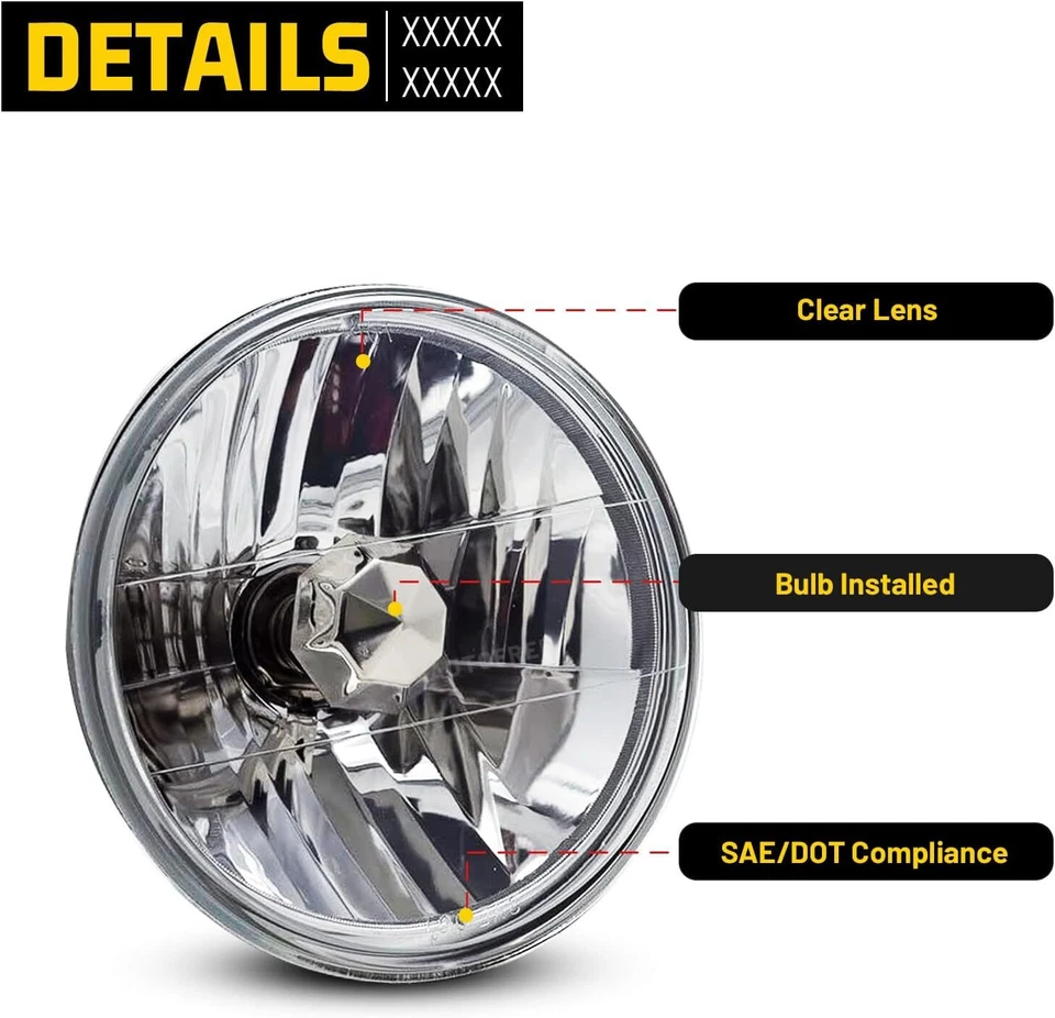 4PCS 7" Round Conversion Headlights Lamps W/Bulbs For 1971-1976 Ford Custom 500 Foto 3 de 4