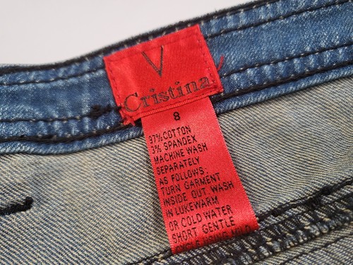 V Cristina Damenjeans Größe 8 (Nieten abgenutzte Taschen) Grunge Rock 32 x 29 - Bild 4 von 19