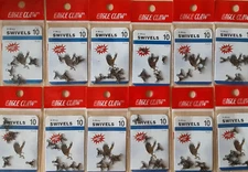 12 Pack lot / 96 pieces  Eagle Claw 3-Way Swivels Size 10 black 01152-010