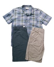 3 pc Mixed Lot Boys Size 10-12 Shorts Old Navy Lee Crazy 8 Short Slv Plaid Shirt