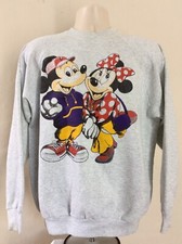 Vtg Early 90s Mickey And Minnie Mouse Raglan Sweatshirt Heather Gray XL Disney