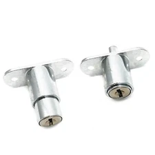 Push Plunger Lock 19mm Cylinder Zinc Alloy Chrome Finish 2Pcs Keyed Different