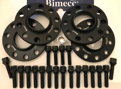 ALUFELGEN SPURVERBREITERUNG 12mm x2 15mm x2 SCHWARZ BIMECC + M14X1,25 SCHLÖSSER FÜR BMW X1 72