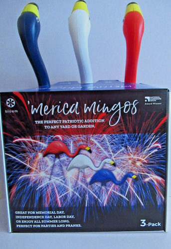 Blow Mold Flamingos Merica Mingos Set 3 Red White Blue