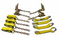 8 Point Roll Back Vehicle Tie Down Kit with Chain Extension on Both Ends - 18