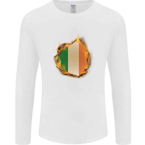 Die Irische Trikolore Flagge Feuer Irland Herren Langarm T-Shirt - Bild 2 von 5