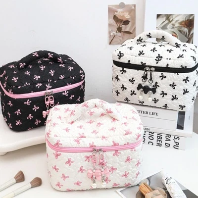 Large Capacity Makeup Bag Bowknit Print Storage Pouch Toiletry Bag Travel - image 1 of 4