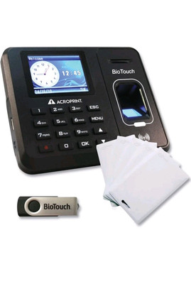 Acroprint BioTouch Time Clock and Badges Bundle 10000 Employees Black 010276200