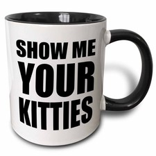 3dRose Show Me Your Kitties Mug – Two Tone Black Ceramic11ozFunny Cat Lover Gift