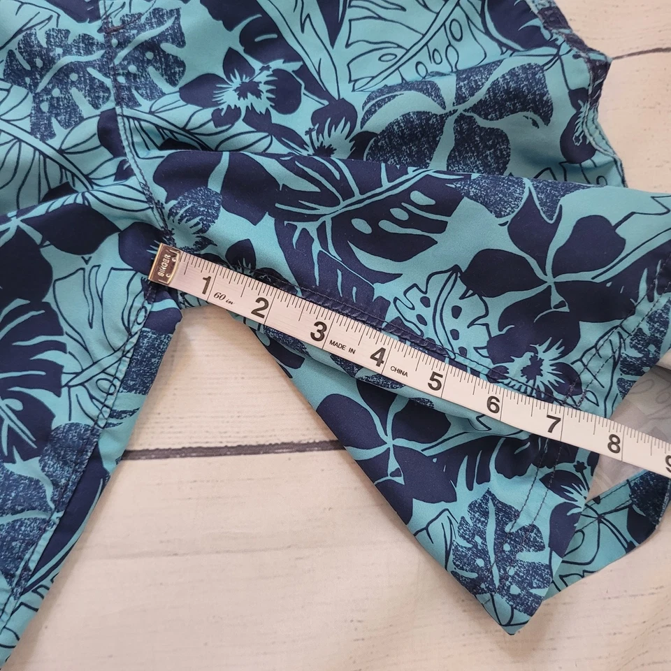 Bañador Lands End Niños Talla M Niño Azul Floral Hojas Cordón Verano Foto 4 de 4