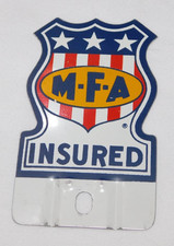 RARE MFA Insurance MFA Insured Metal Advertising License Plate Topper Sign