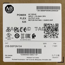 Allen Bradley 25B-B8P0N104 /A PowerFlex 525 AC Drive 1.5kW 2Hp New Sealed