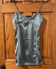 FOREVER 21 WOMENS SMALL S METALLIC TEAL ADJUSTABLE STRAPPY MINI Slip PARTY DRESS