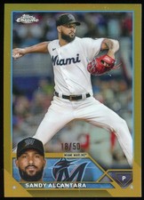 Sandy Alcantara 2023 Topps Chrome #74 Gold Refractor /50 Marlins