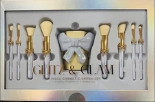 GLITZ AND GLAM - Blue Bow 9 pieces Cosmetic Brush Set