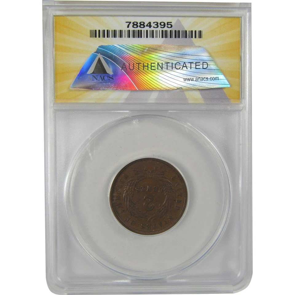 1865 Fancy 5 Two Cent Piece EF 45 ANACS 2c Coin SKU:I20743 - Image 2 of 4