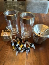 Wine Bottle Chillers (2) Funnels Set Pour Spouts (11) Spit Bucket Tasting Lot.