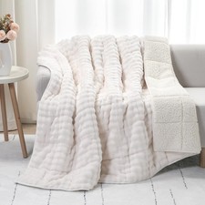 Cottonblue Weighted Blanket 15lbs for Adults, Fluffy Bubble Sherpa Fleece Wei...