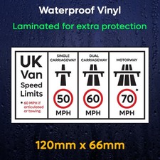 VAN SPEED LIMIT STICKER Courier Minibus Van KNOW YOUR SPEED LIMITS