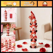 Valentine's Day Love Gnome Stack Figurine - Red  White Resin Decor for Home, We