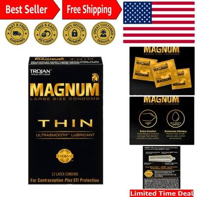 #ad 12 Count MAGNUM Thin Large Lubricated Condoms The Gold Standard in Protection $15.19