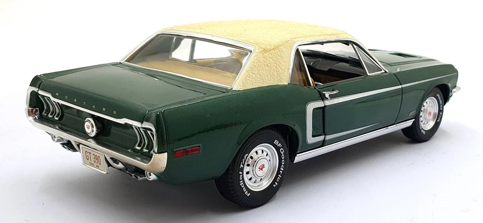 Greenlight 1/18 Scale 12801-06 - 1968 Ford Mustang GT - Green/Cream - Image 2 of 4