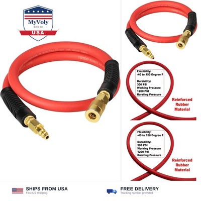 YOTOO Heavy Rubber Short Air Hose 3/8-Inch by 3-Feet, 300 PSI Lead in Air Com...