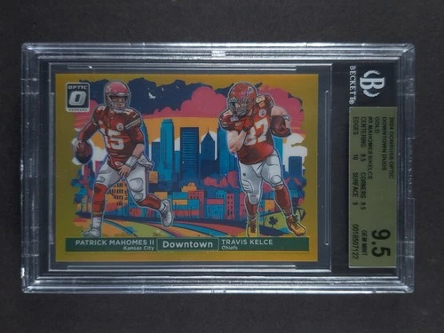 2024 Donruss Optic MAHOMES II/KELCE 3/10 True Gold Downtown Duos BGS 9.5 POP 2