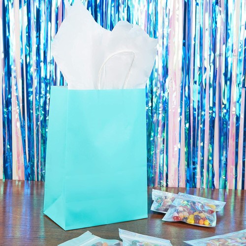 Medium Teal Gift Bags with Handles for Party Favors, Merchandise Bags (36 Pack) - 第 2/7 張圖片