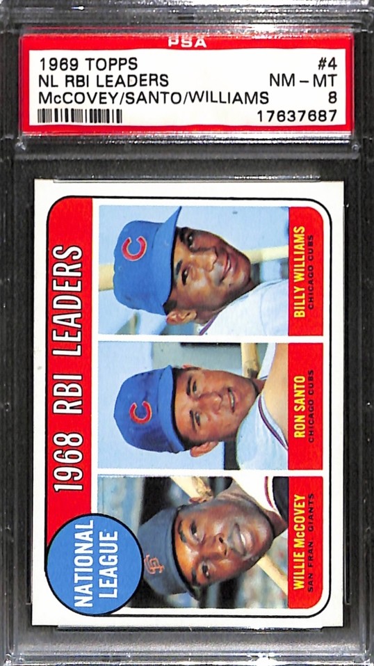 1969 TOPPS #4 NL RBI LEADERS McCOVEY/SANTO/WILLIAMS PSA 8 NM-MT 17637687 