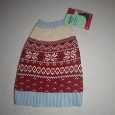 Merry Makings Holiday Fairisle Cat Sweater Extra Small XS Snowflake Red White