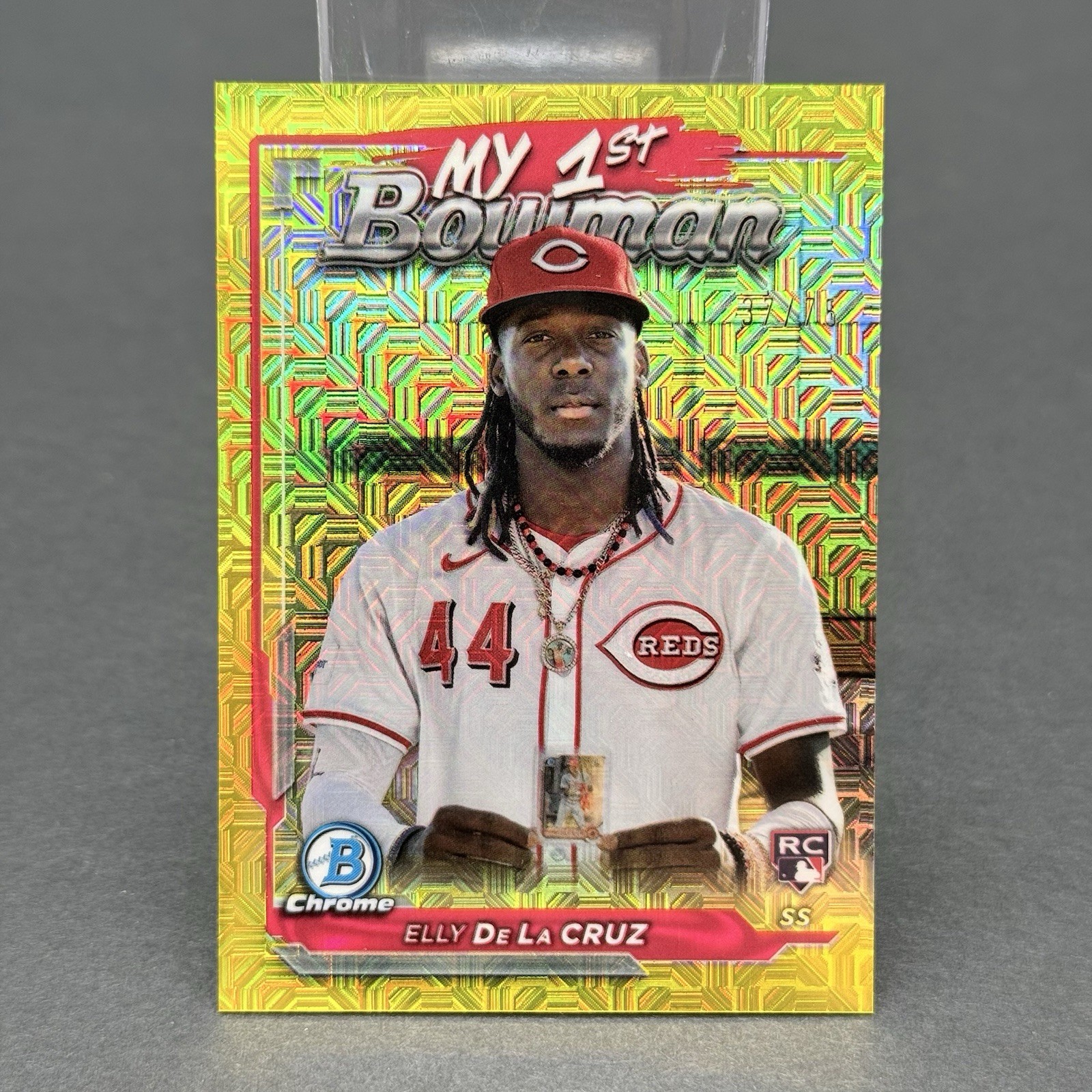 2024 Elly De La Cruz My 1st Bowman Chrome #M1B2 Yellow Mojo Refractor RC /75 SSP