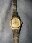 Seiko Watch Women 17mm Gold Dial Gold Tone Rectangle 7321-5399 New Battery