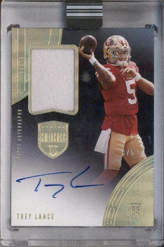 2021 Panini Eminence Patch Autographs Gold Trey Lance Rookie RC Auto /5