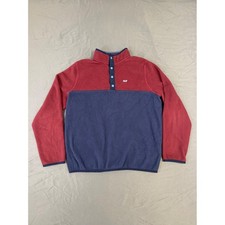 Vineyard Vines Kids XL 18 Red Navy Blue Colorblock Fleece Snap Pullover 3K001515