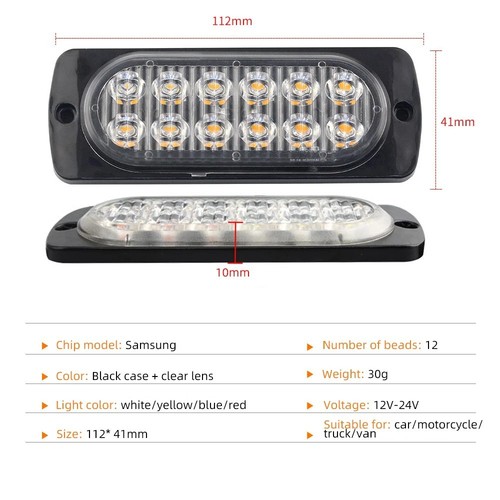 Auxito Oval White 10 LED Trailer Truck Reverse Backup Lights – Clear Lens – 4 Pack – IP67 Waterproof – 12V