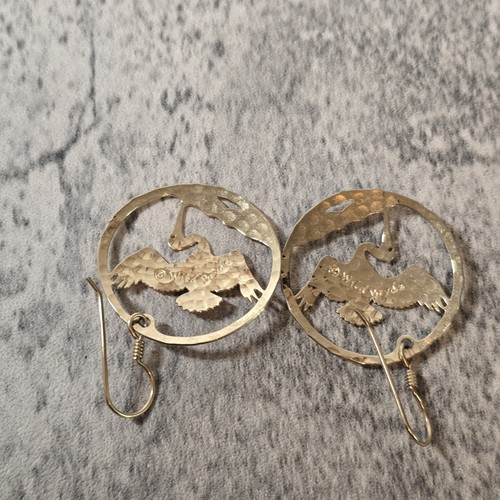 Wild Bryde Jewelry Heron Bird Gold Tone Earrings Signed MCM Dainty Lightweight - Picture 4 of 7