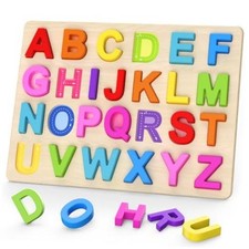 Alphabet Puzzles, Wooden Puzzles for Toddlers, ABC Shape Puzzles for Kids,