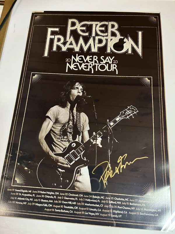 Peter Frampton Signed Concert Poster Framed w/VIP PASS & Lanyard